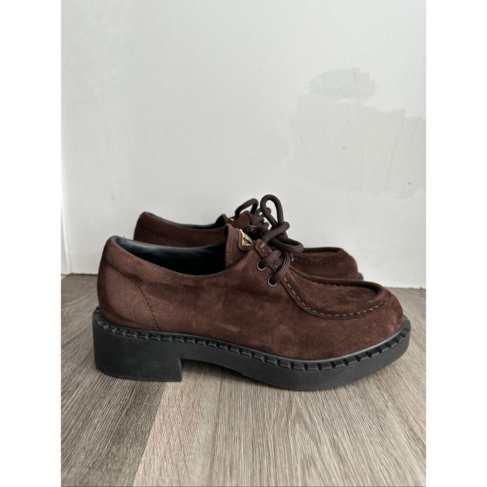 PRADA Chocolate suede loafers EU 39 / US 9 $1250 - Picture 11 of 16